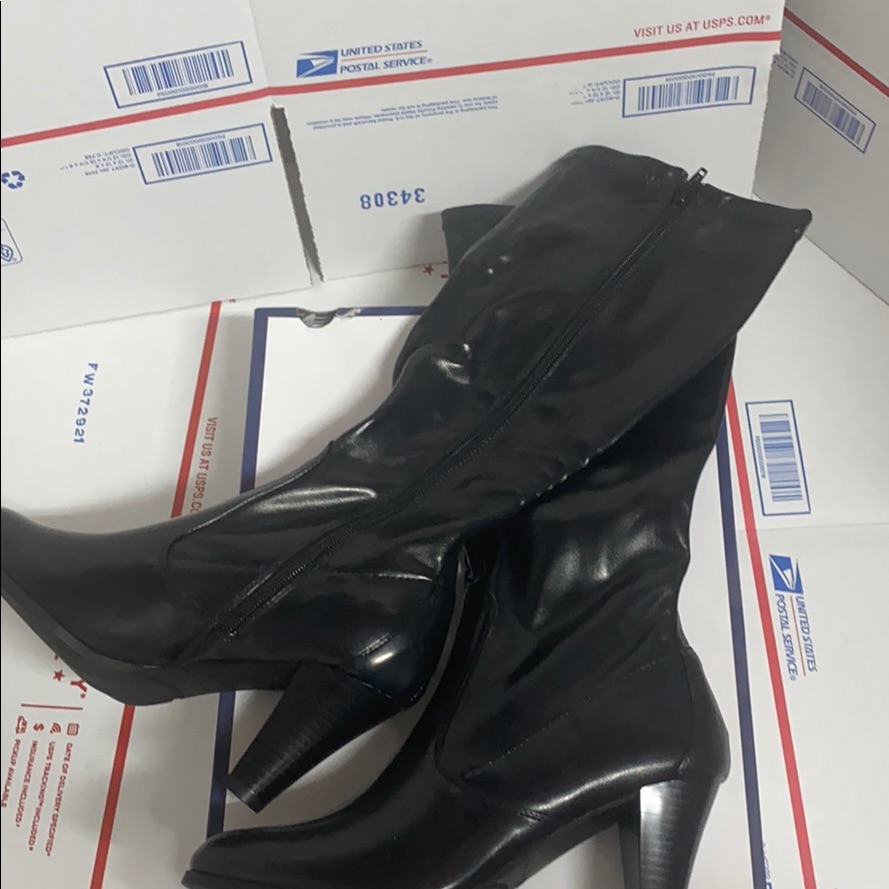 321 Brand New Trudy Black Tall Heel Zip Up Boots Sexy Womens High Shoes Size 11